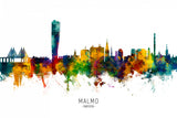 Malmo Sweden Skyline Poster och Canvastavla