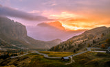 Golden Hour of Passo Gardena Poster och Canvastavla