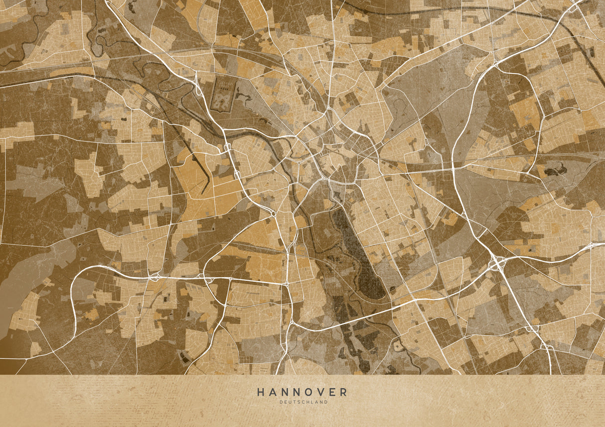 Sepia vintage map of Hannover Germany Poster och Canvastavla