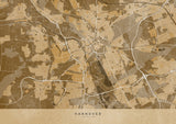 Sepia vintage map of Hannover Germany Poster och Canvastavla