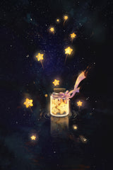Golden Starlight In Bottle Poster och Canvastavla