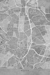 Map of Madrid (Spain) in gray vintage style Poster och Canvastavla