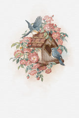 Bird House and rose home Poster och Canvastavla