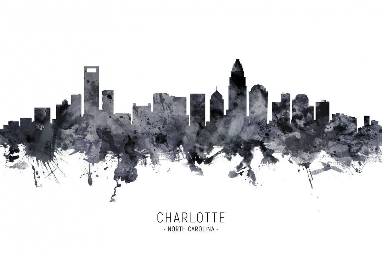 Charlotte North Carolina Skyline Poster och Canvastavla