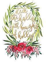 Floral wreath deck the halls Poster och Canvastavla
