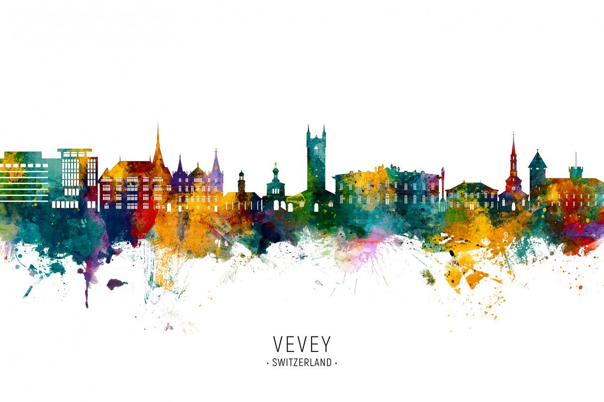 Vevey Switzerland Skyline Poster och Canvastavla