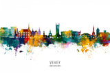 Vevey Switzerland Skyline Poster och Canvastavla