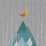 Moon & Mountains Mint Green Poster och Canvastavla