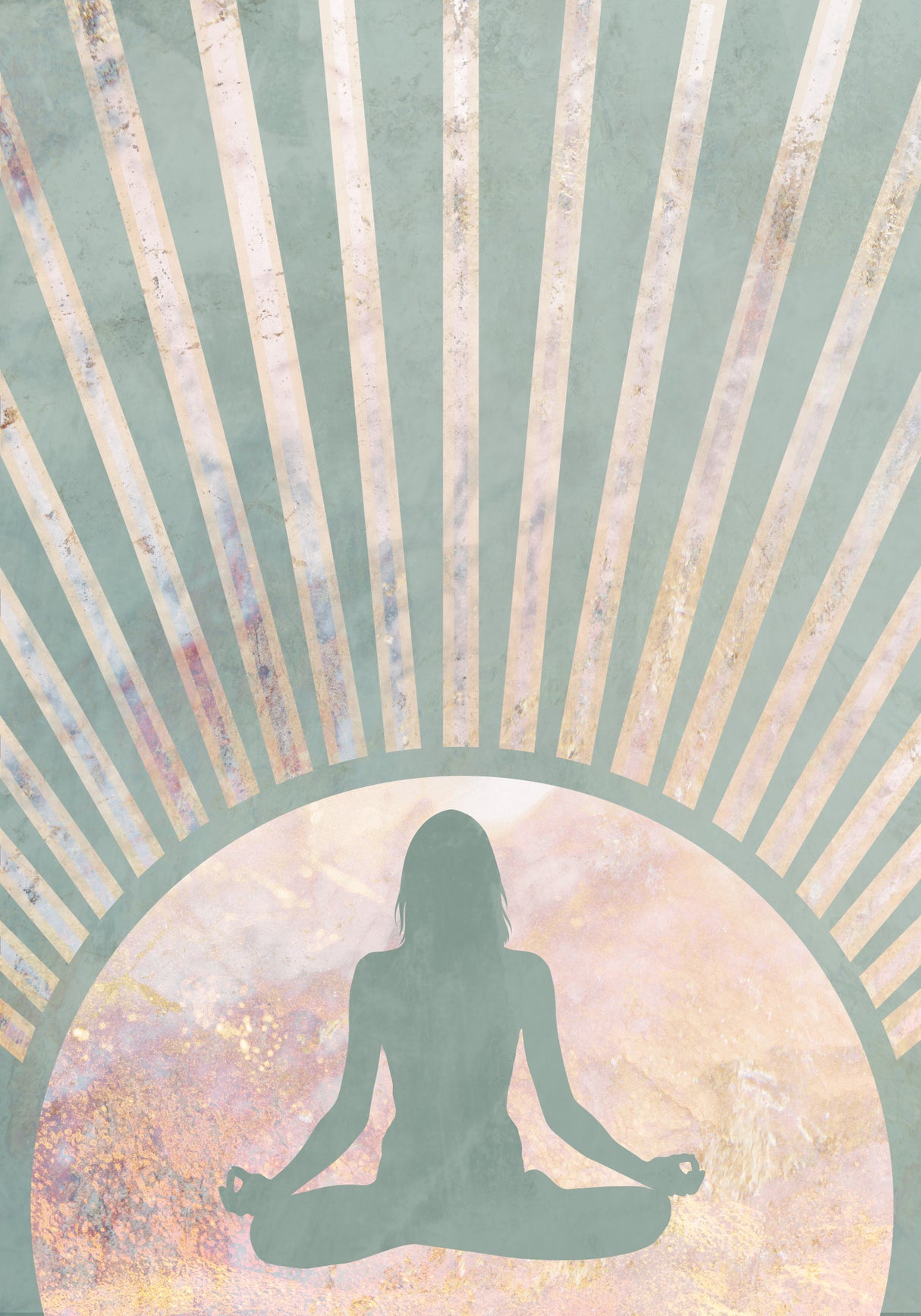 Yoga Boho Sun Rise Green 5 Poster och Canvastavla