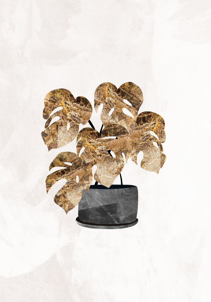 Black and gold house plant 5 Vas och keramikposter