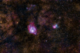 Lagoon &amp; Trifid Nebula from Light Polluted Sky Poster och Canvastavla