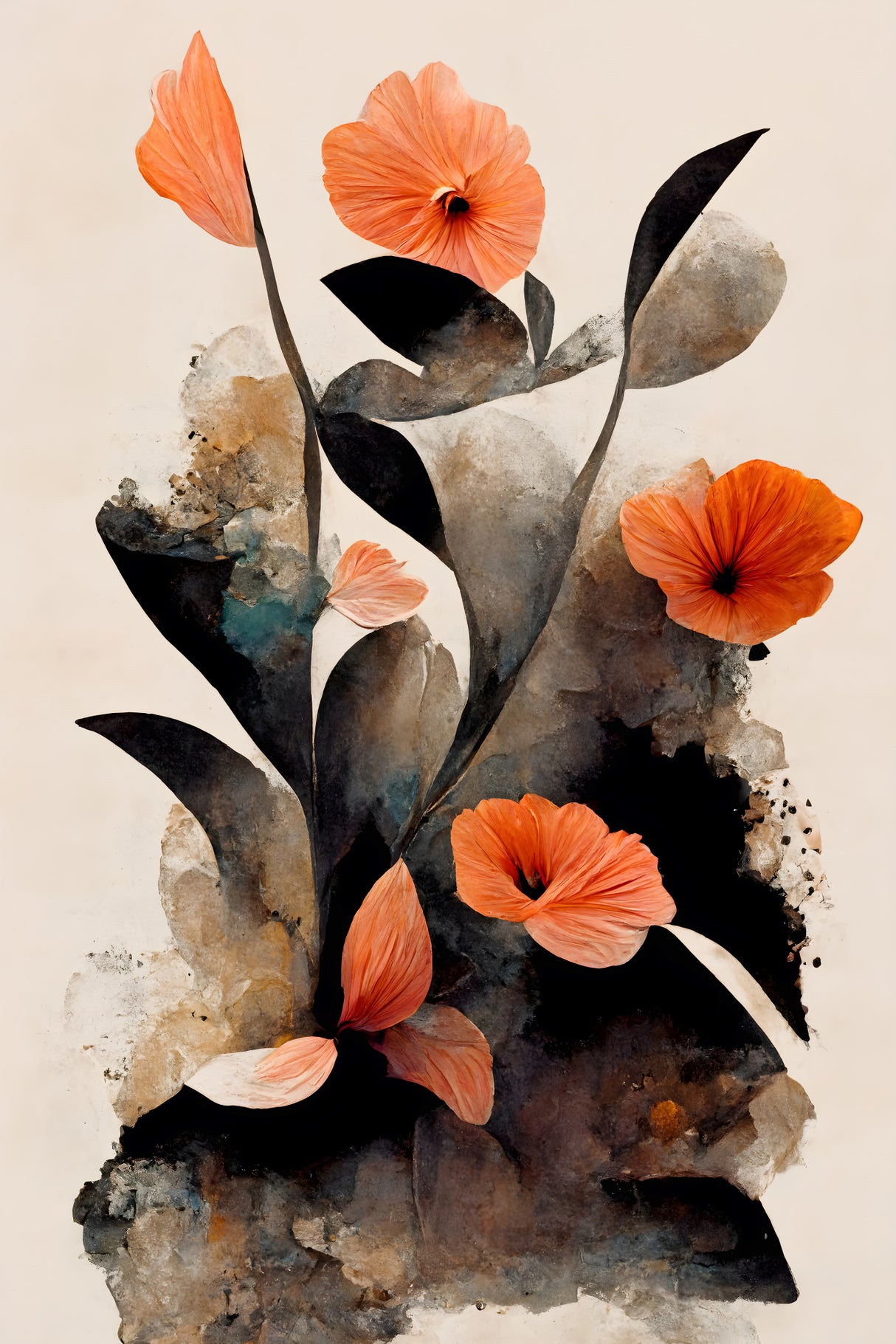 Coral Flowers Poster och Canvastavla