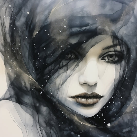Black Ink Woman 1 Poster och Canvastavla