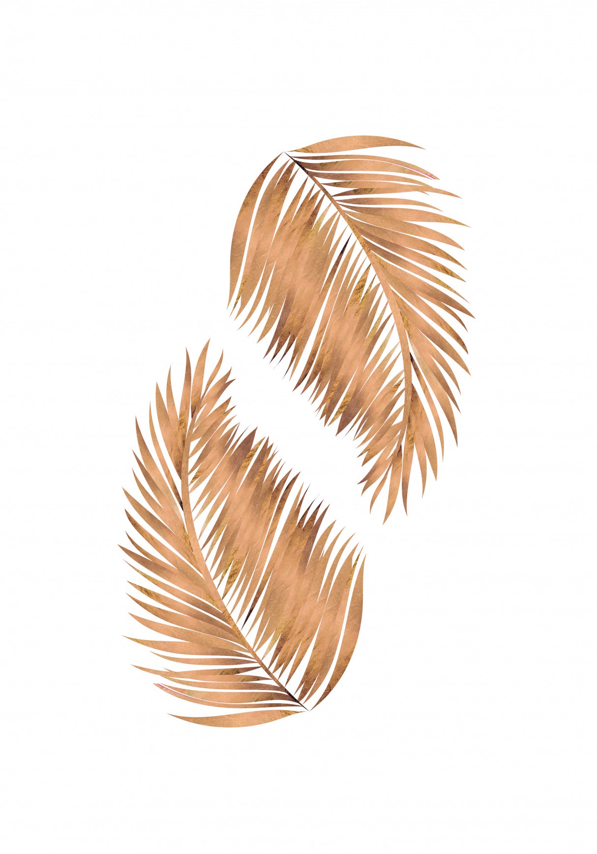 Golden palms white copper 2 Poster och Canvastavla