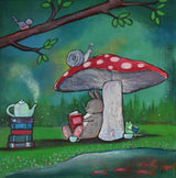 Reading Under the Toadstools Poster och Canvastavla