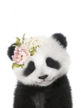 Floral Baby Panda Poster och Canvastavla