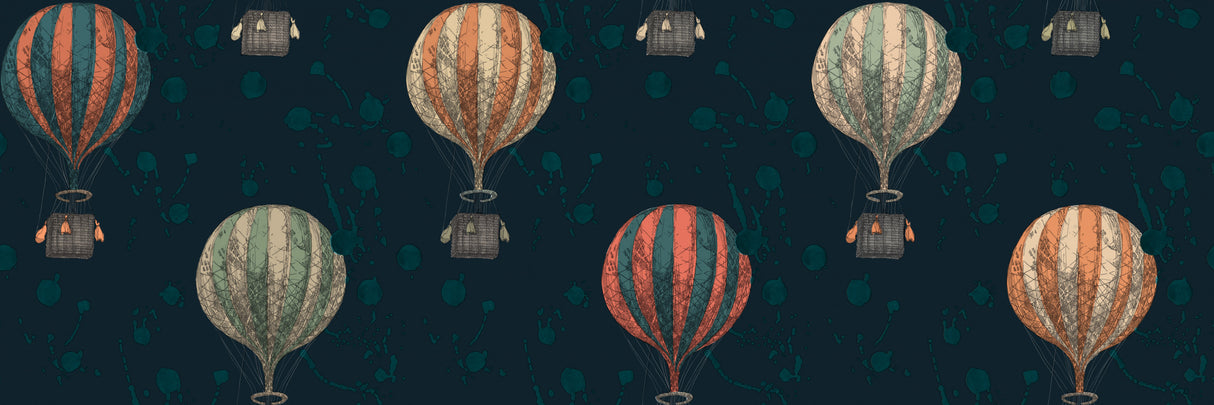 Hla014  Hot Air Ballooons Dark Poster och Canvastavla