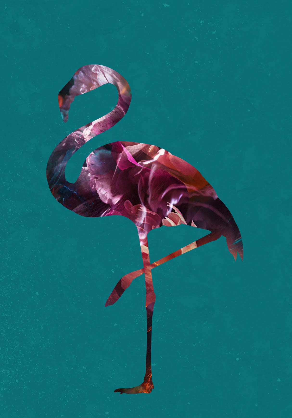 Flamingo Pink and Green Poster och Canvastavla