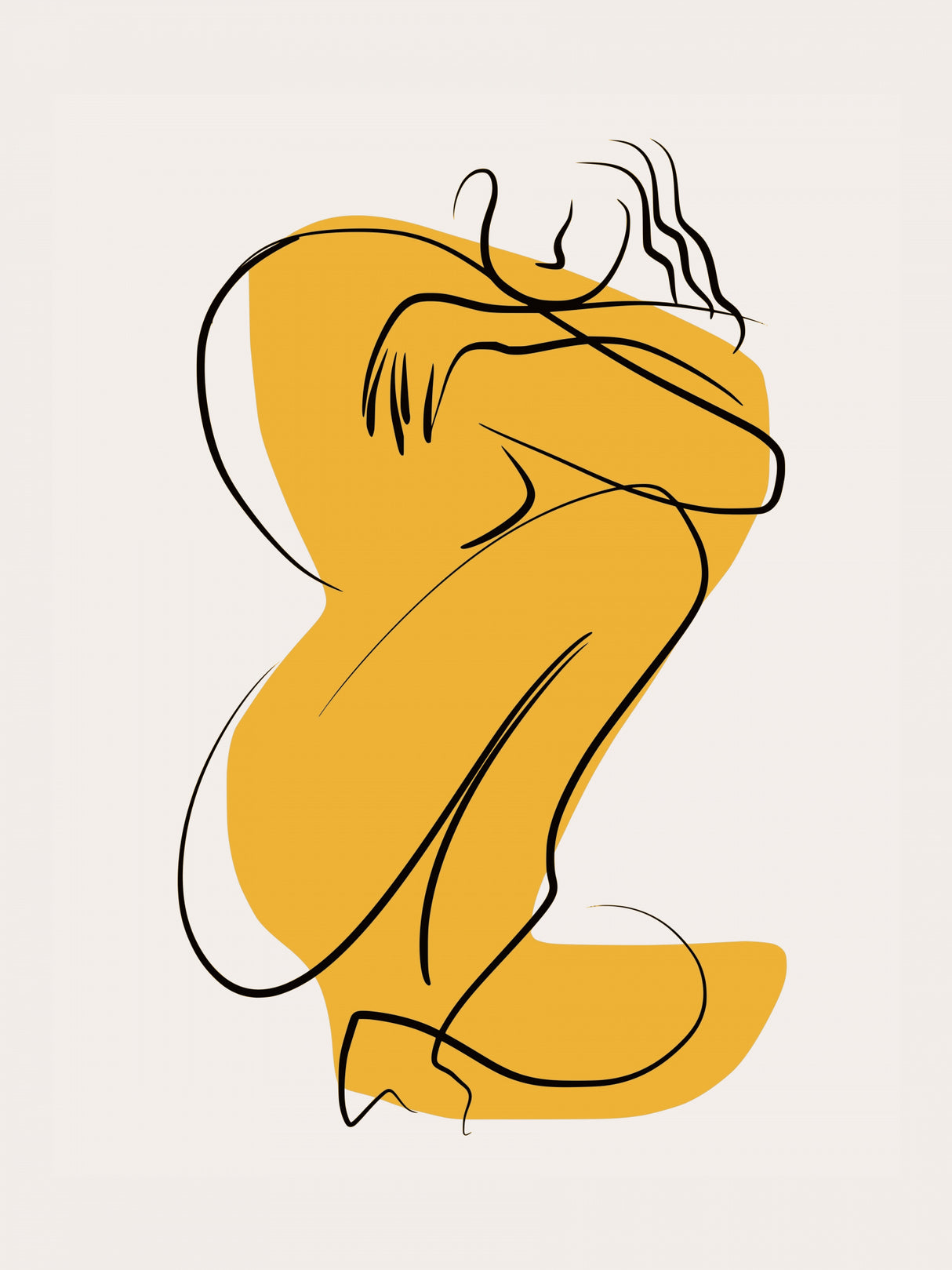 Self Hug Nude In Linear Abstract Poster och Canvastavla