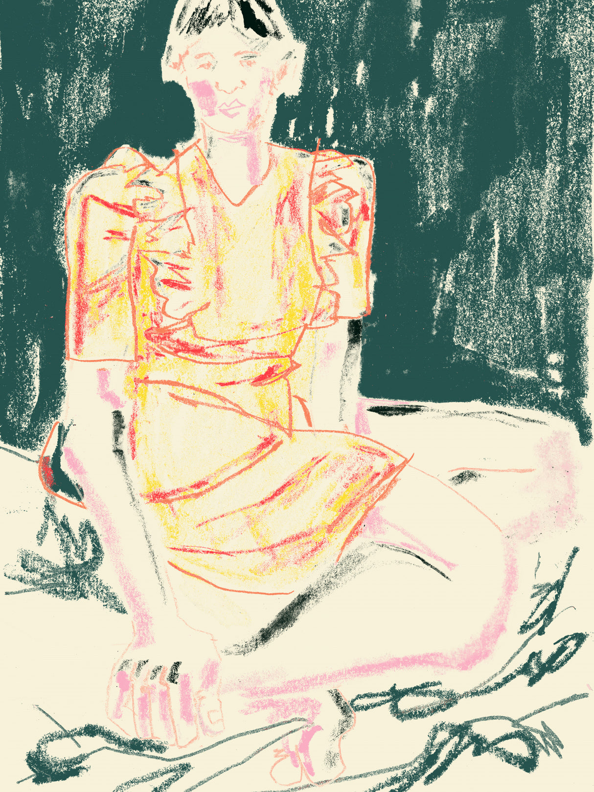 The Girl In Orange Dress Poster och Canvastavla