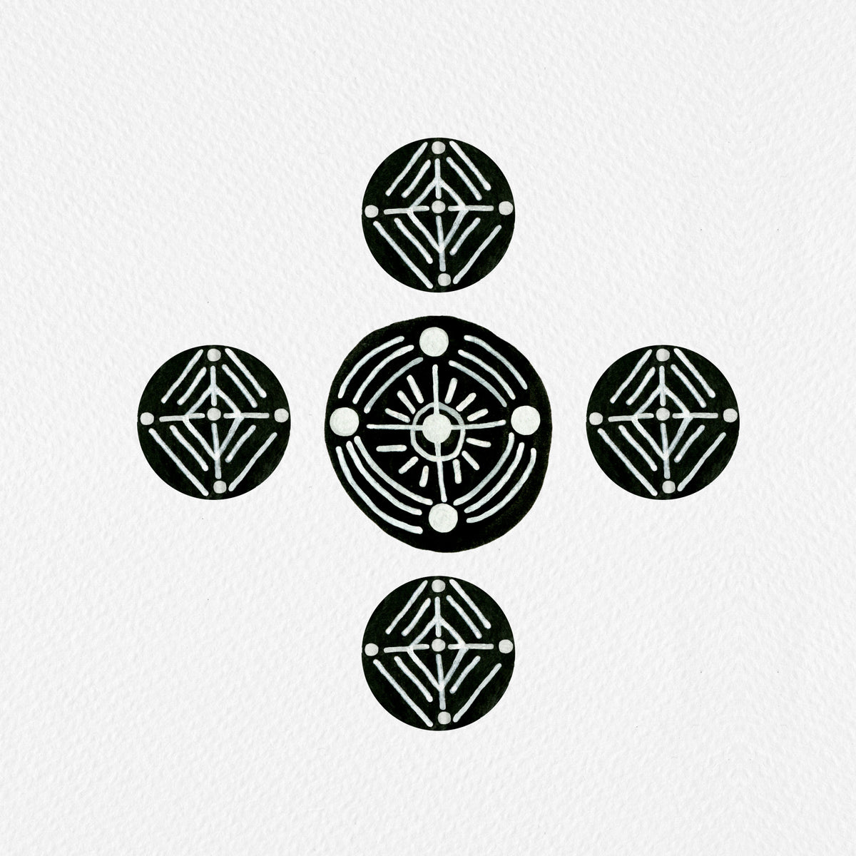 Tribal Ethnic Circles 2 Geometric Black White Poster och Canvastavla