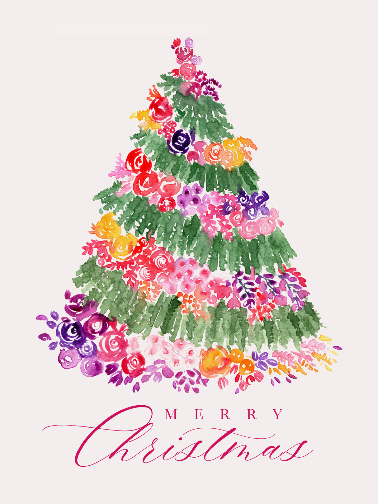 Floral Christmas tree in pink Poster och Canvastavla