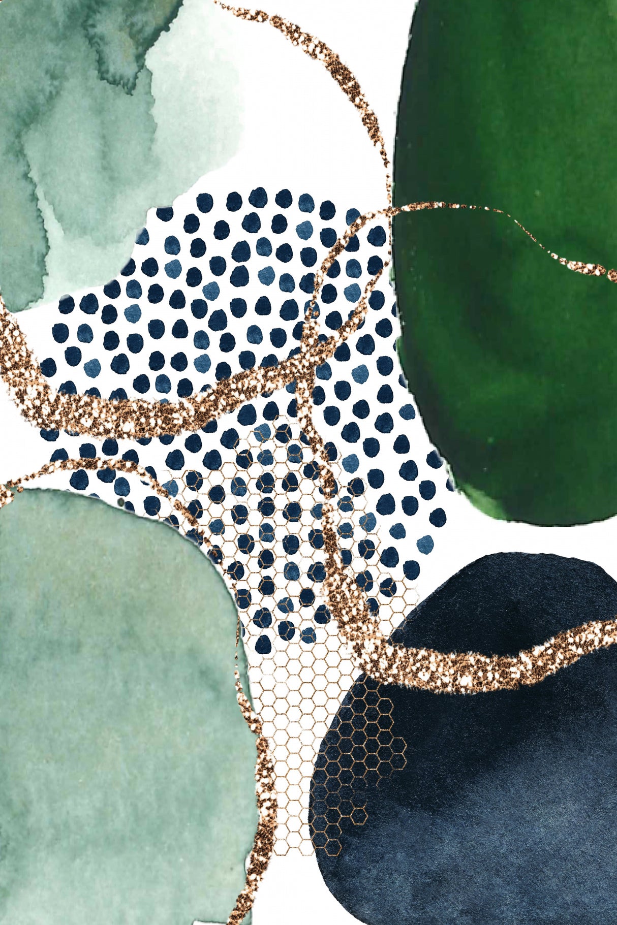 Green Shapes Poster och Canvastavla