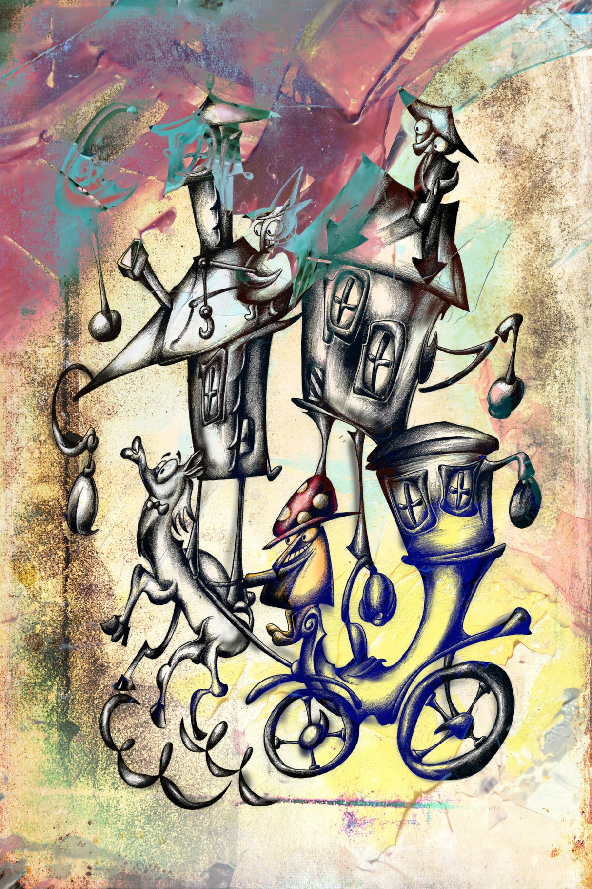 a mushroom cabbie art Poster och Canvastavla