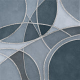 Round Abstracts Blue Grey Silver Poster och Canvastavla
