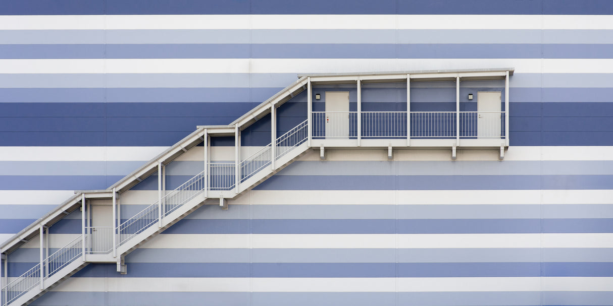 Stairs on the striped wall Poster och Canvastavla