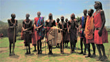Maasai tribesmen and women. Kenya. Poster och Canvastavla