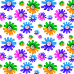 Fancy Florals Green Blue Lavender Orange Poster och Canvastavla
