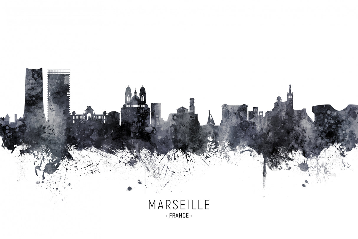 Marseille France Skyline Poster och Canvastavla