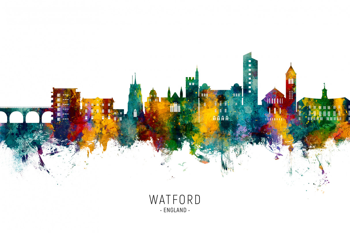 Watford England Skyline Poster och Canvastavla