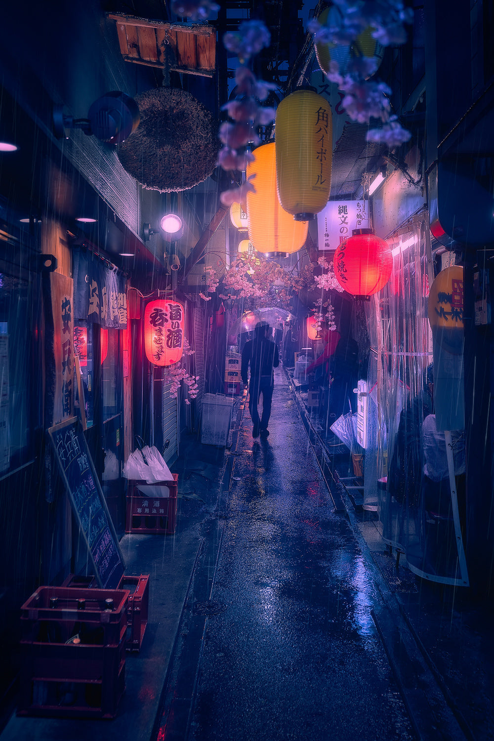Tokyo Blue Rain Poster och Canvastavla