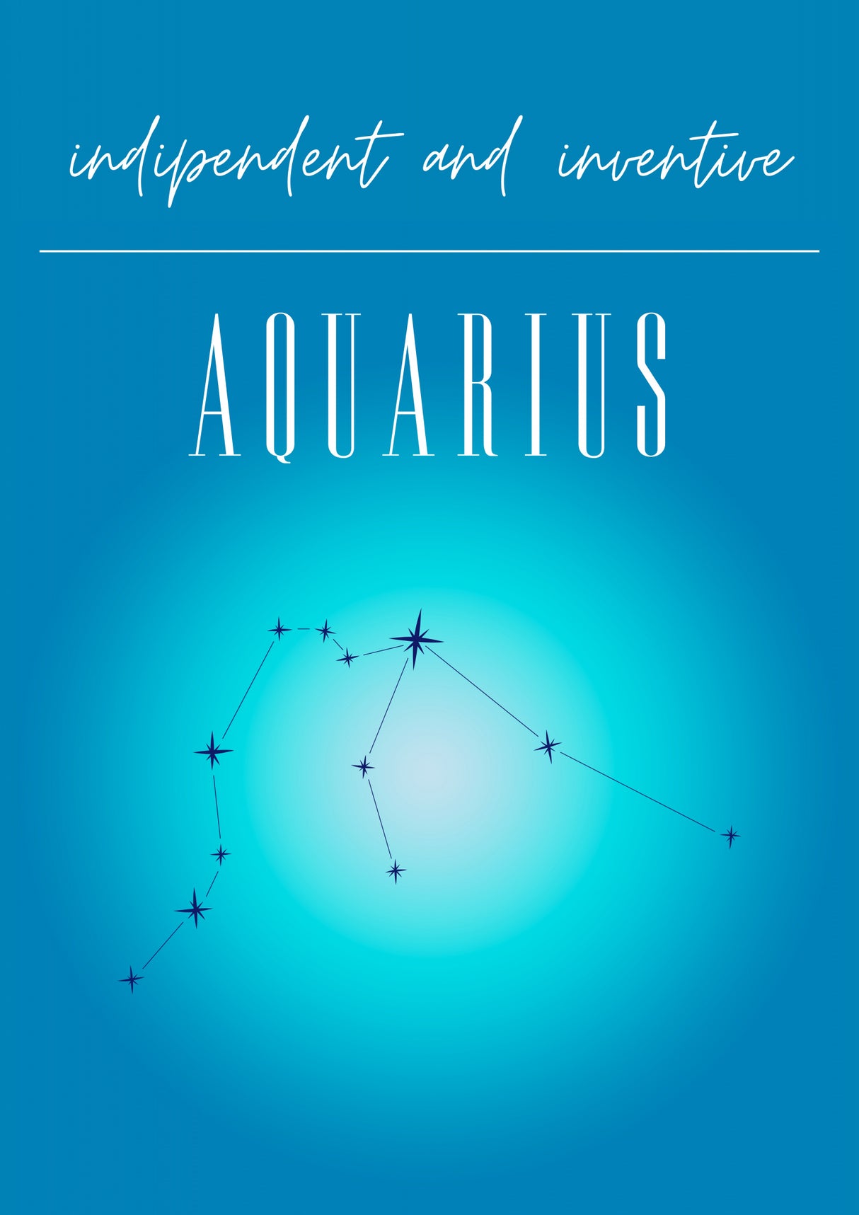 Aquarius Zodiac Print Art Poster och Canvastavla