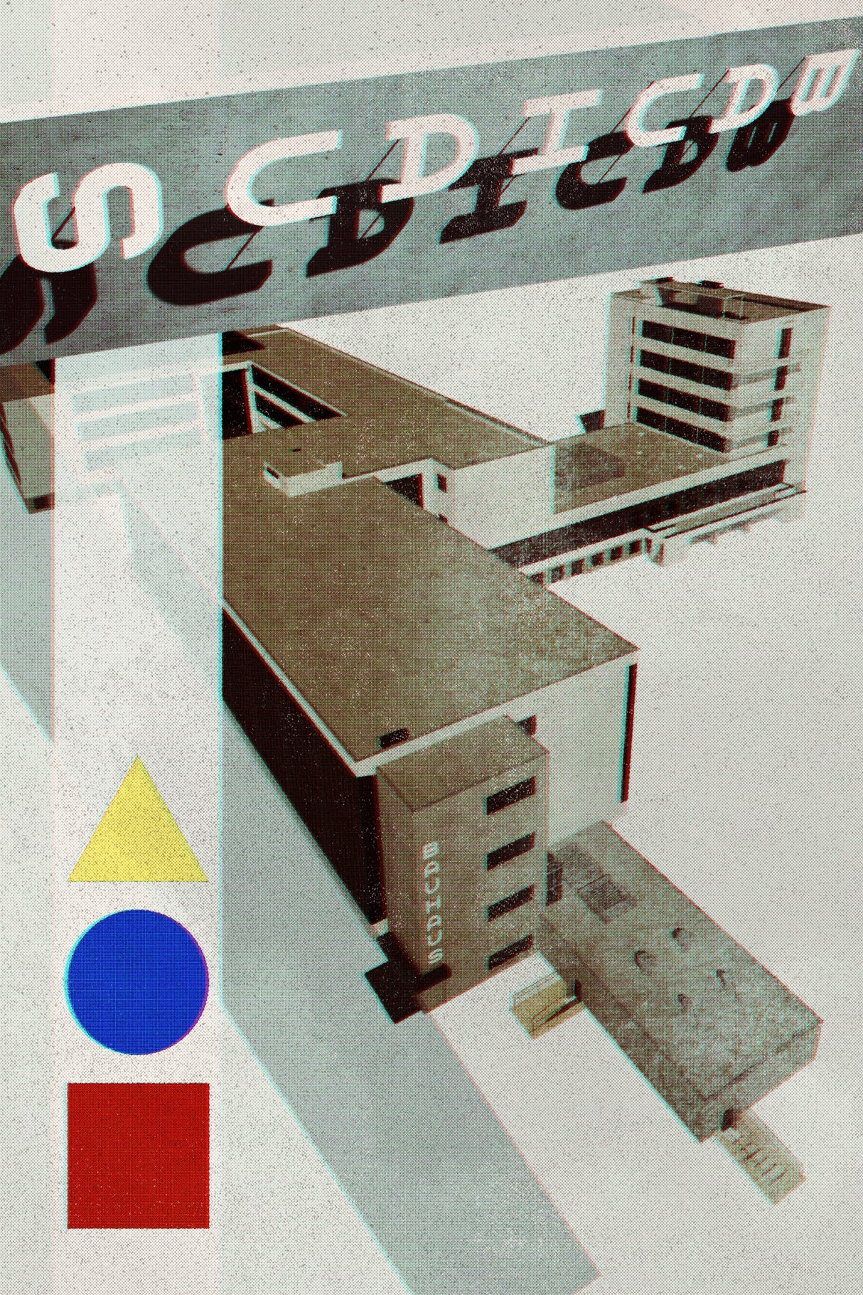 Bauhaus Dessau architecture in vintage magazine style III Poster och Canvastavla