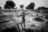 Imitating their elders - Mundari camp-South Sudan Poster och Canvastavla