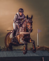 Jumping over an obstacle in a cross country eventing competition Poster och Canvastavla