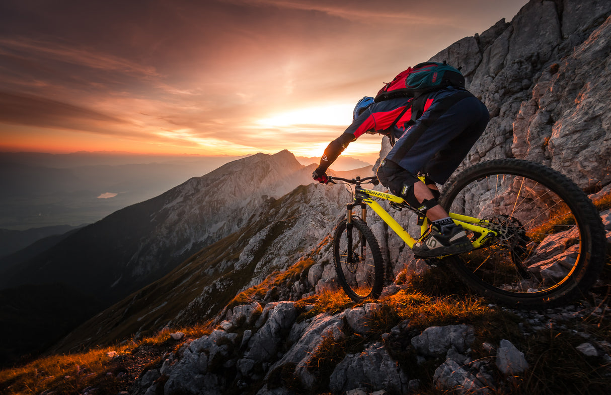 Golden hour high alpine ride Poster och Canvastavla