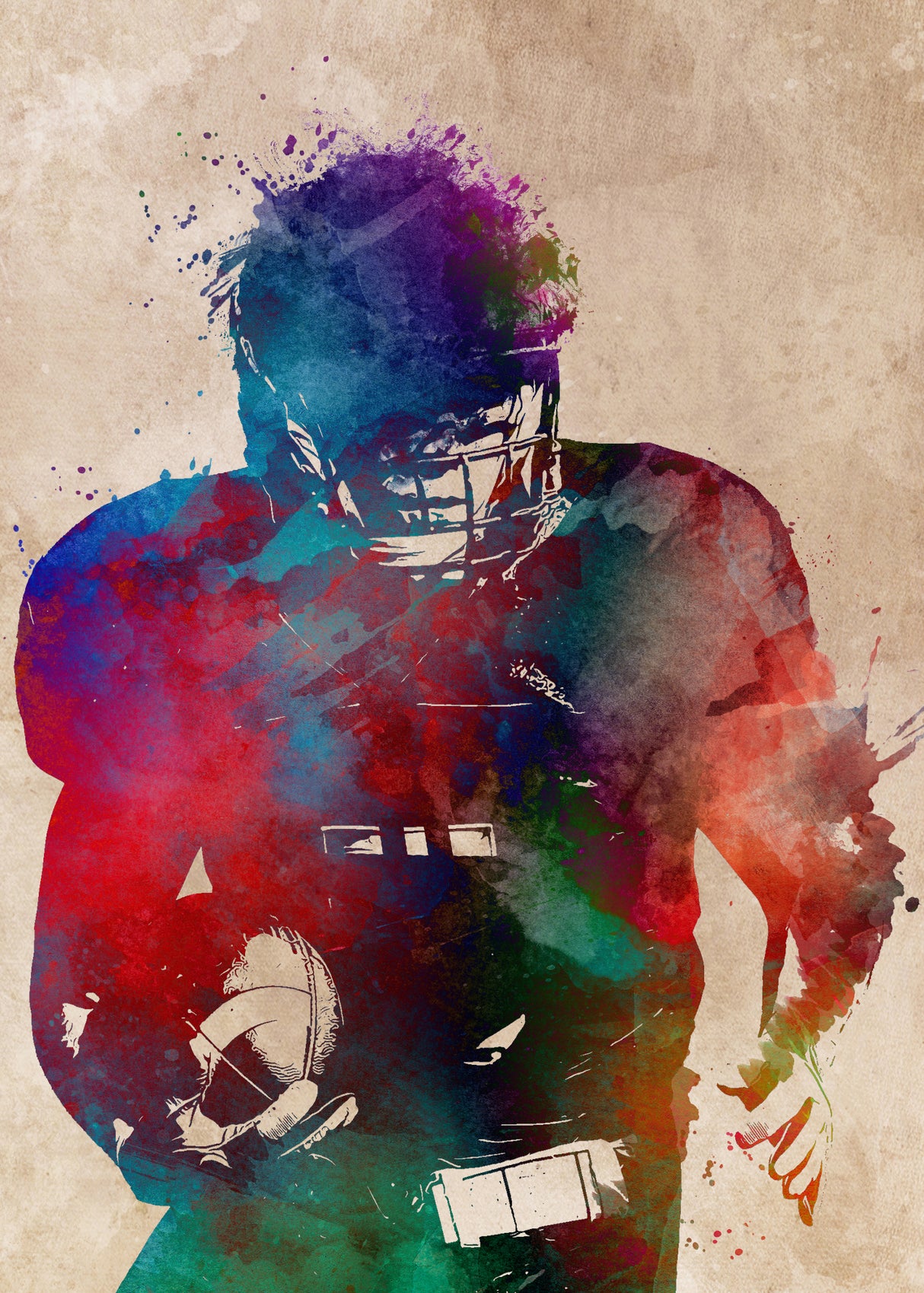 American Football Player Sport Art 3 Poster och Canvastavla