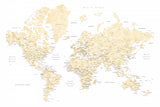 Soft florals world map with cities, Remy Poster och Canvastavla