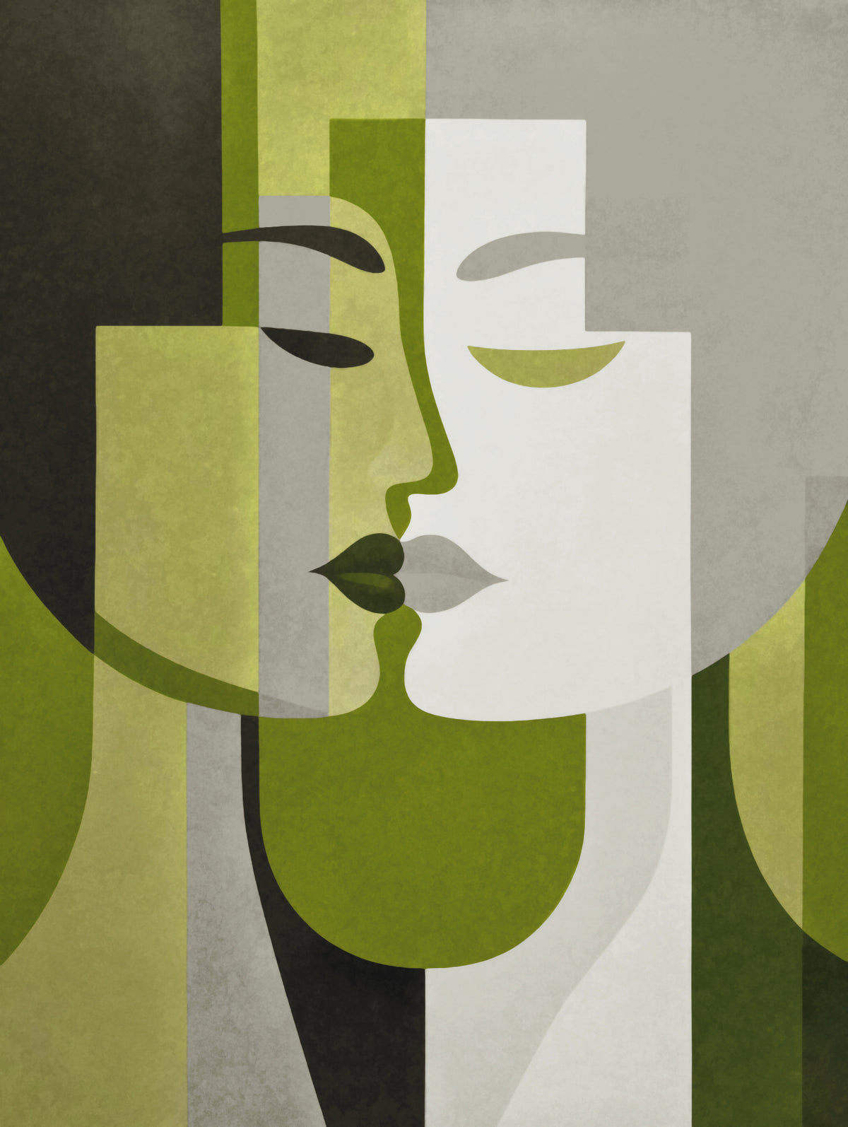 Kiss Me Green Grey Poster och Canvastavla