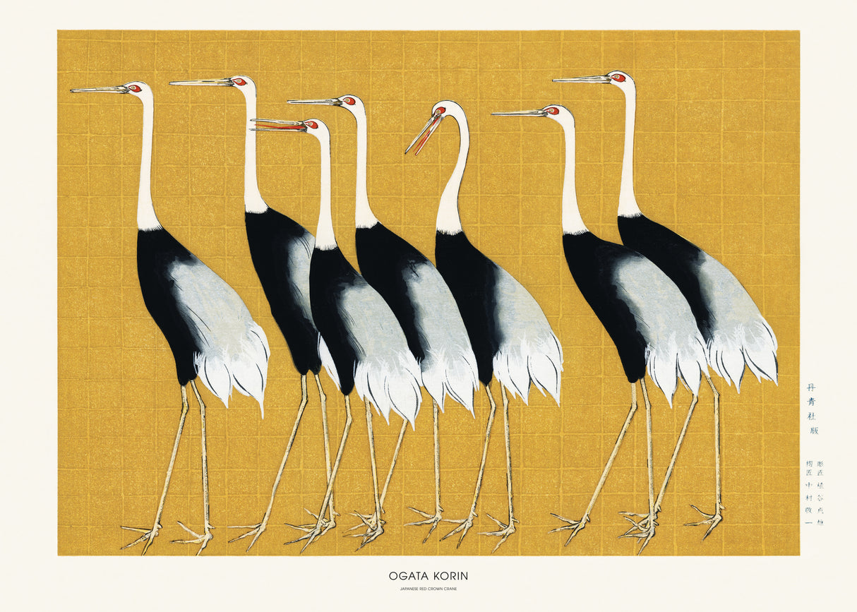 Japanese Red Crown Crane Poster och Canvastavla