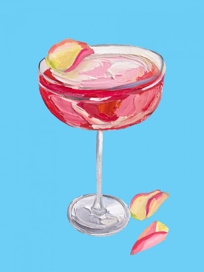 Sparkling Rose Gin Cocktail Poster Kitchen poster eller kökstavla