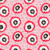 Gray Red On Pink Flower Fringes Polka Dot Poster och Canvastavla