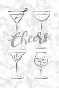 Cheers Cocktails Poster och Canvastavla