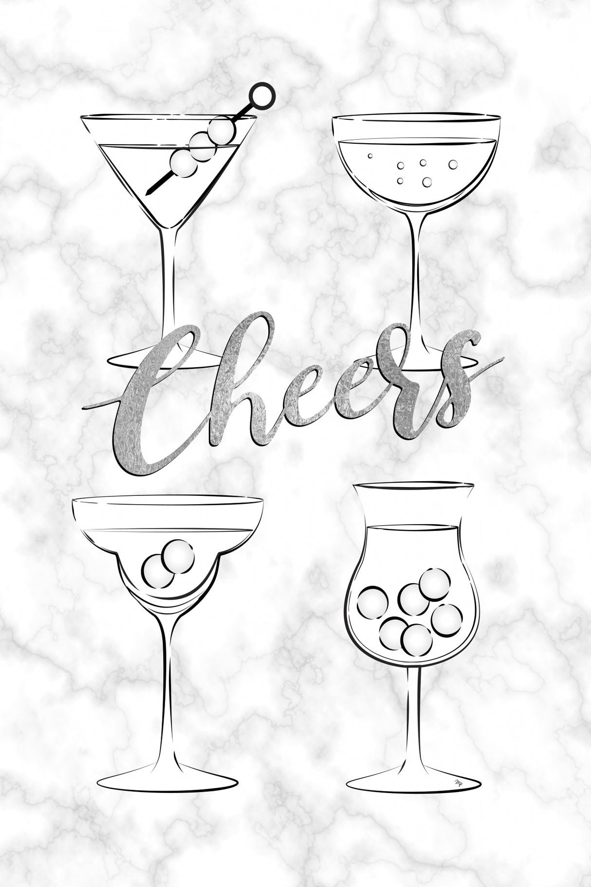 Cheers Cocktails Poster och Canvastavla