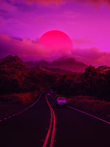 Neon Mountain Poster och Canvastavla