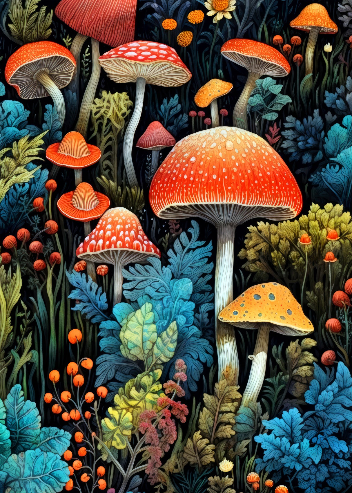 Nature 1 mushrooms Poster och Canvastavla